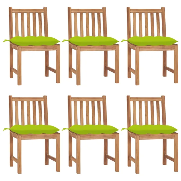 Chaises de jardin lot de 6 avec coussins Bois de teck massif