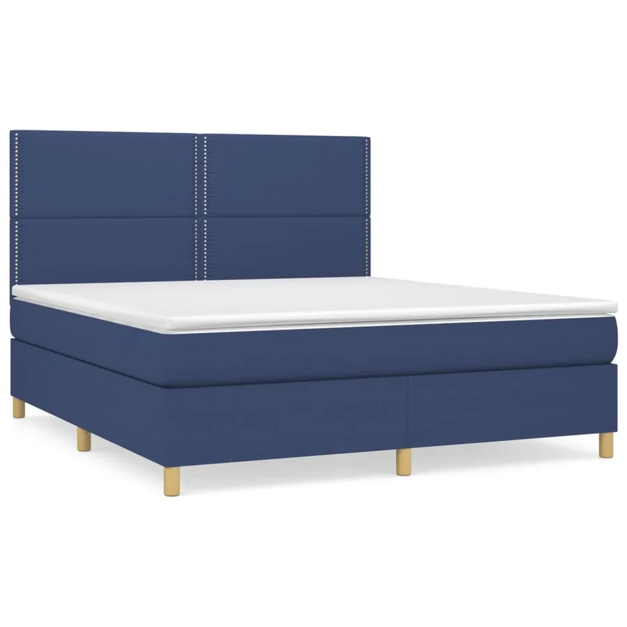 Sommier à lattes de lit avec matelas Bleu 180x200 cm Tissu - 2