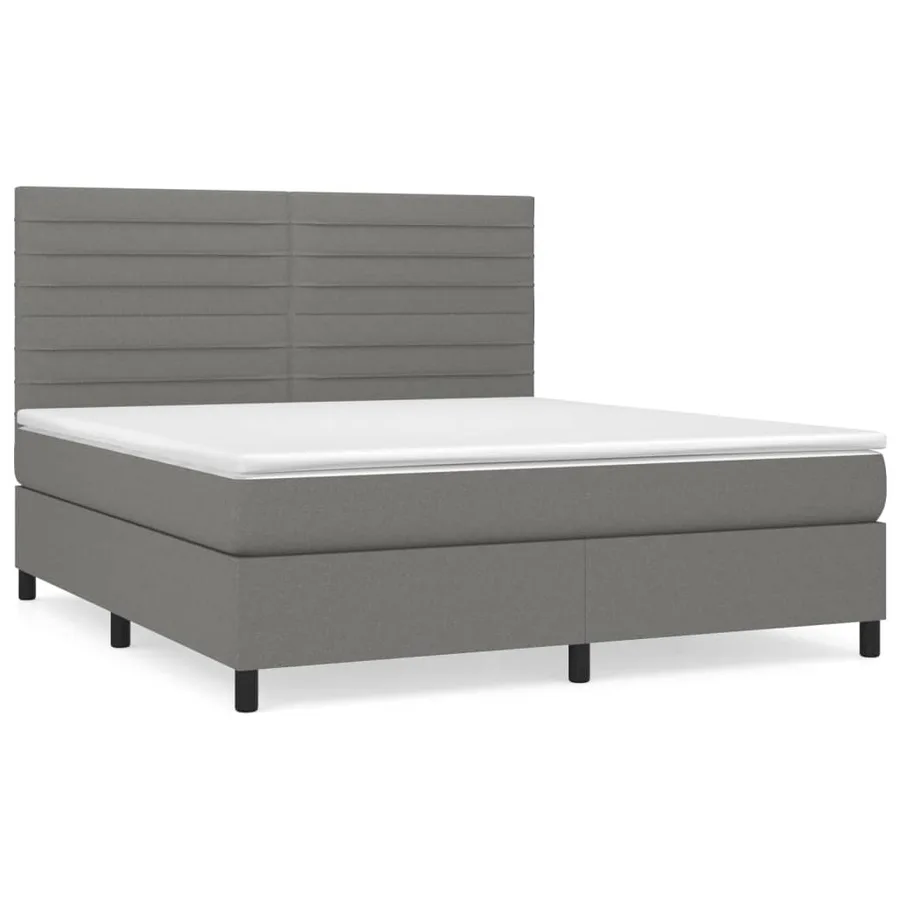 Sommier à lattes de lit avec matelas Gris foncé 160x200cm Tissu - 2