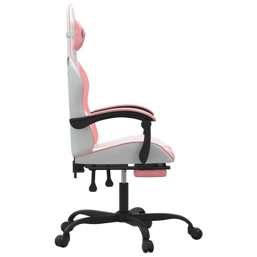 Chaise de jeu avec repose-pied Blanc et rose Similicuir - 4