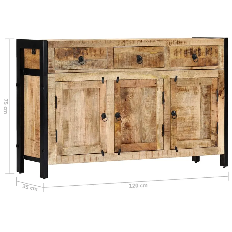 Buffet 120x35x76 cm Bois de manguier massif - 9
