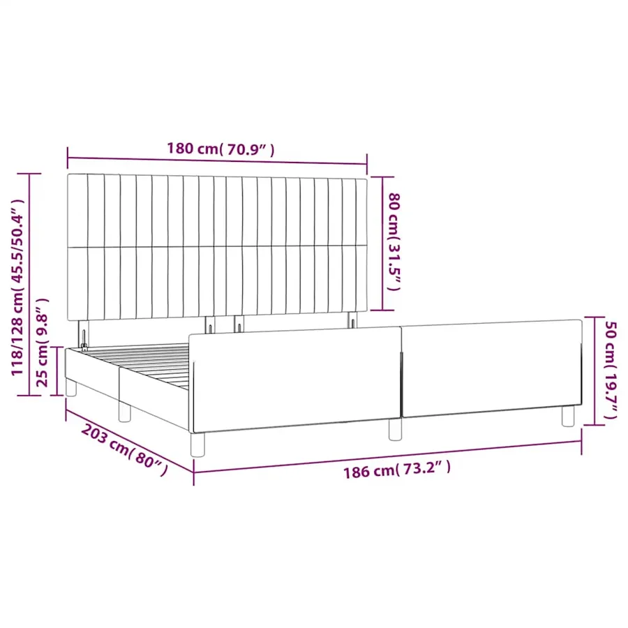 Cadre de lit sans matelas vert foncé velours - 12