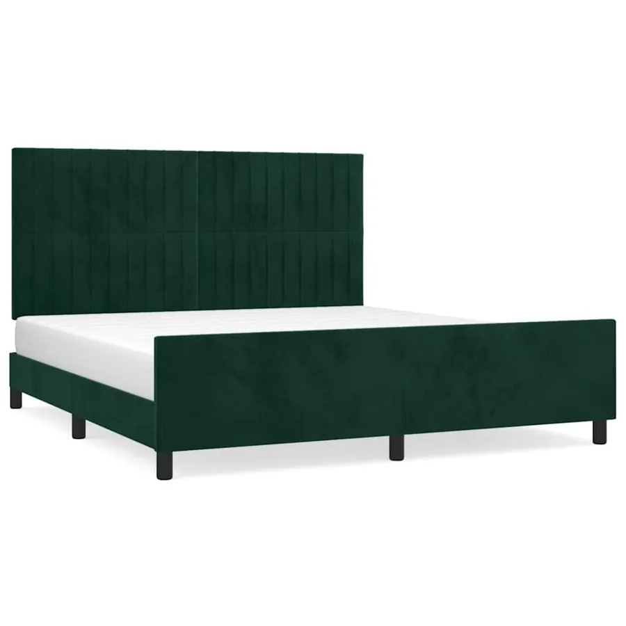Cadre de lit sans matelas vert foncé velours - 2