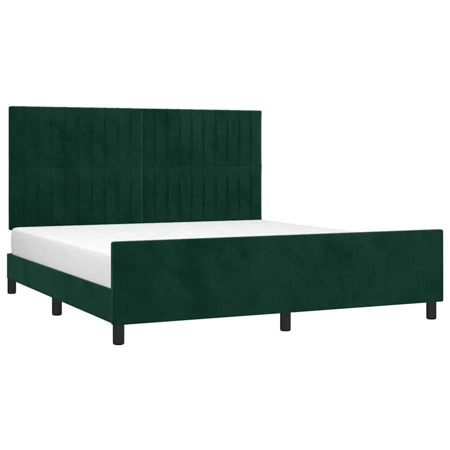 Cadre de lit sans matelas vert foncé velours - 3
