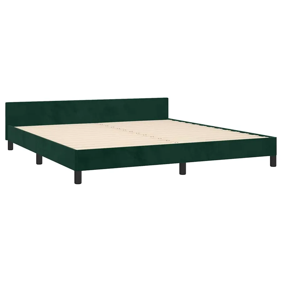 Cadre de lit sans matelas vert foncé velours - 5