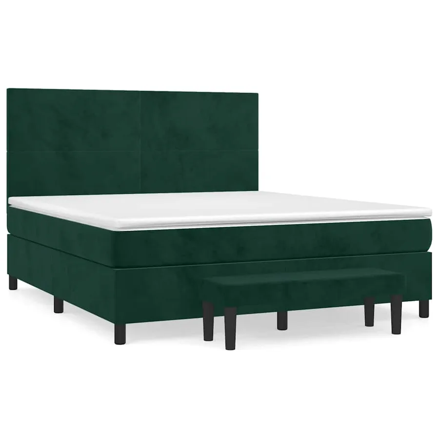 Sommier à lattes de lit et matelas Vert foncé 160x200cm Velours - 2