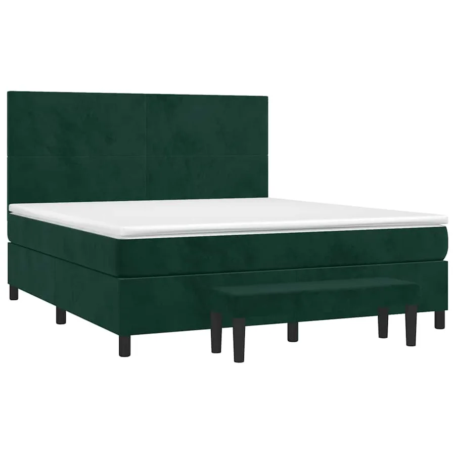 Sommier à lattes de lit et matelas Vert foncé 160x200cm Velours - 3