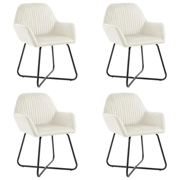 Chaises à manger lot de 4 Crème Velours