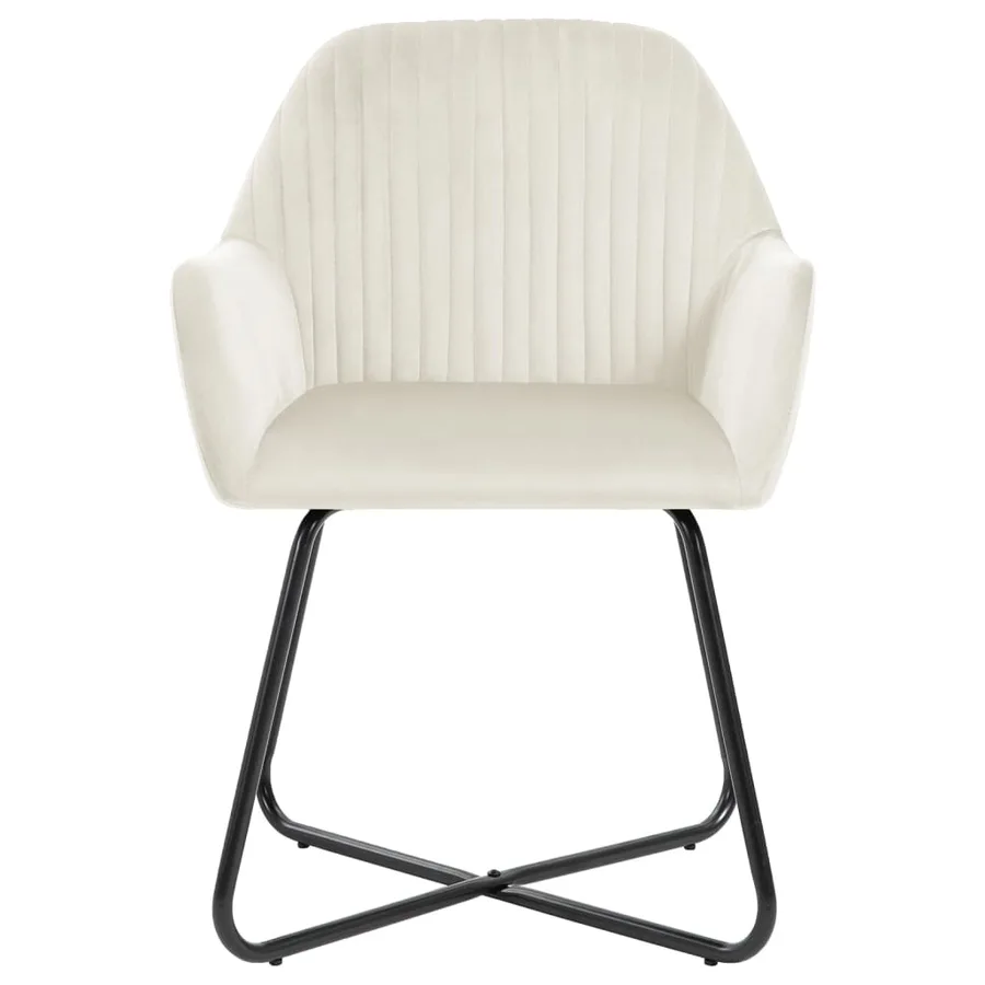 Chaises à manger lot de 4 Crème Velours - 3