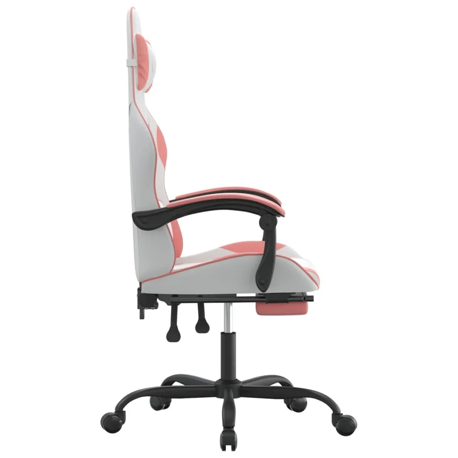Chaise de jeu pivotante et repose-pied Blanc et rose Similicuir - 4