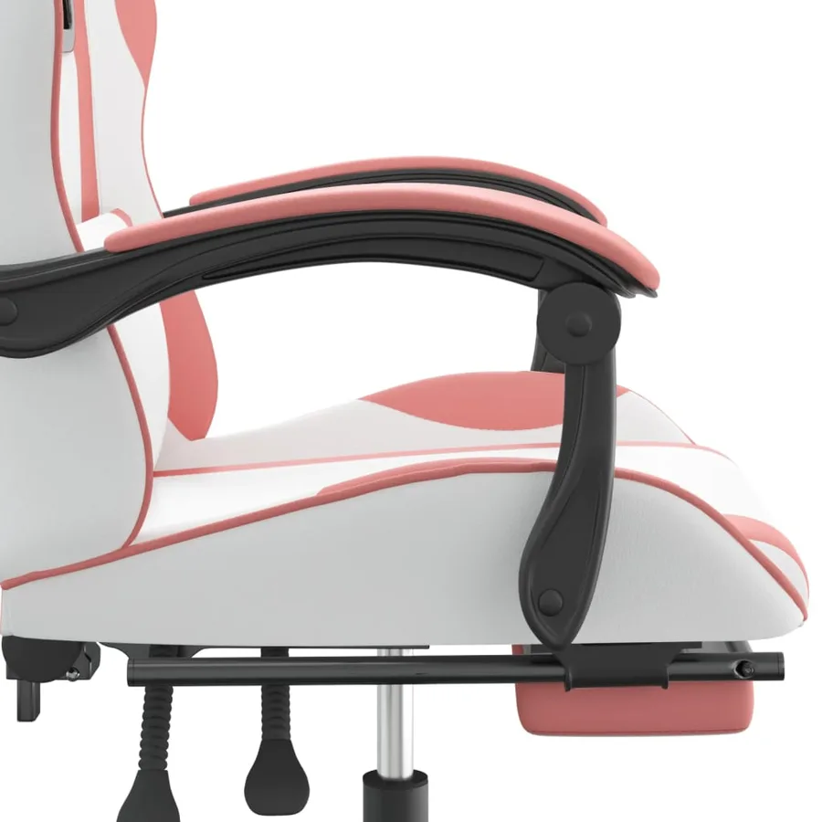Chaise de jeu pivotante et repose-pied Blanc et rose Similicuir - 8