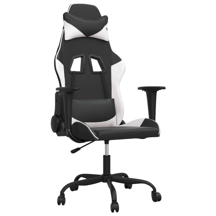 Chaise de jeu de massage Noir et blanc Similicuir - 2