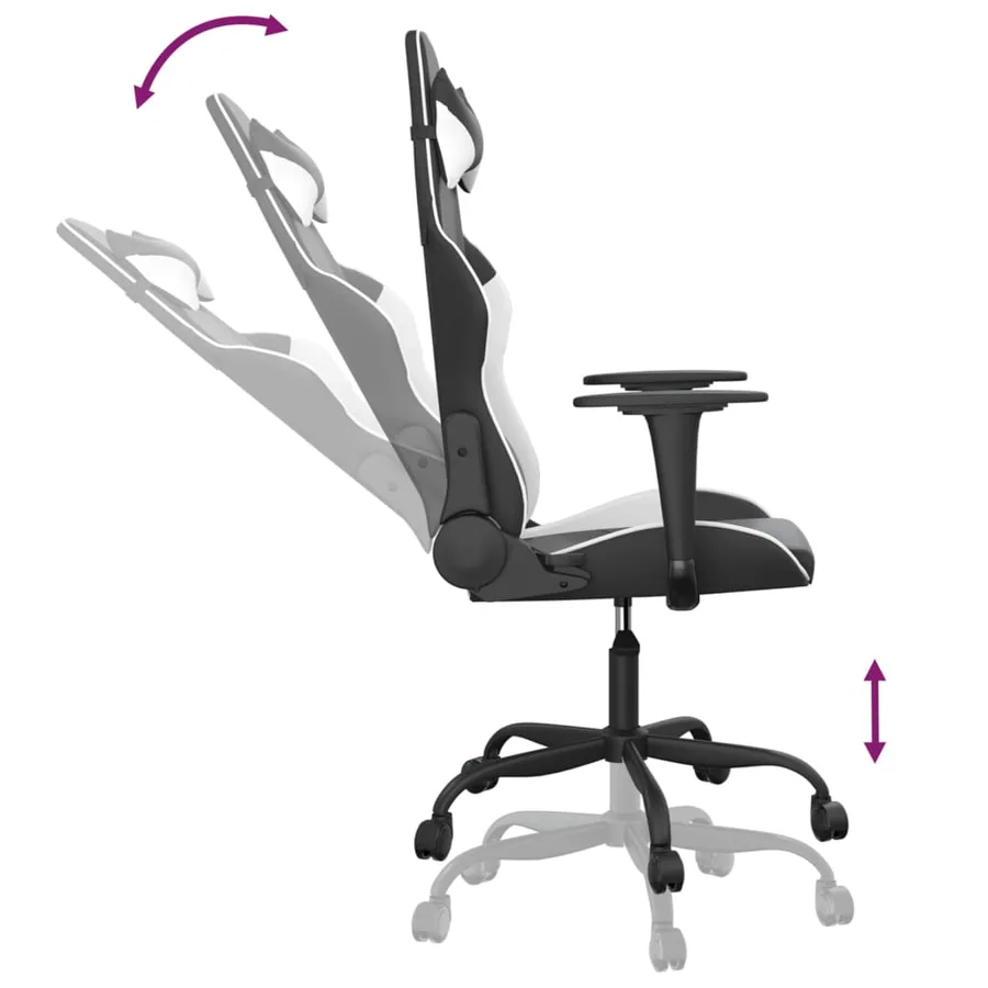 Chaise de jeu de massage Noir et blanc Similicuir - 6