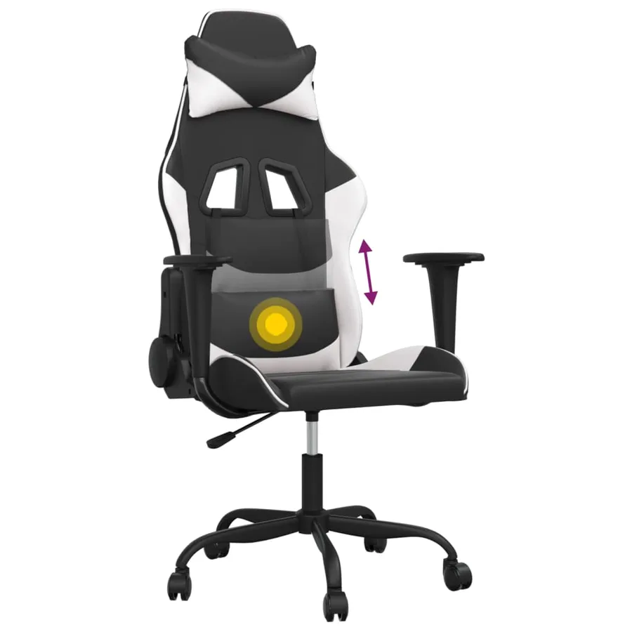 Chaise de jeu de massage Noir et blanc Similicuir - 7