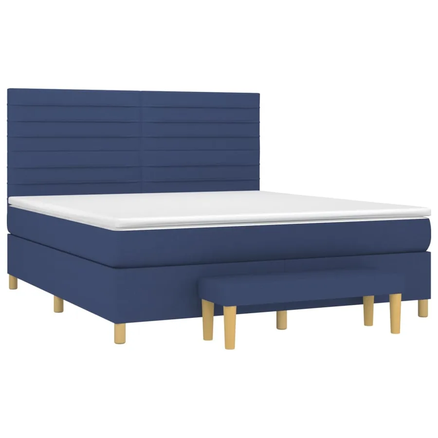 Sommier à lattes de lit avec matelas Bleu 180x200 cm Tissu - 3