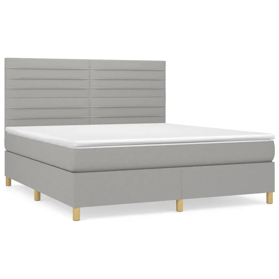 Sommier à lattes de lit avec matelas Gris clair 180x200cm Tissu - 2