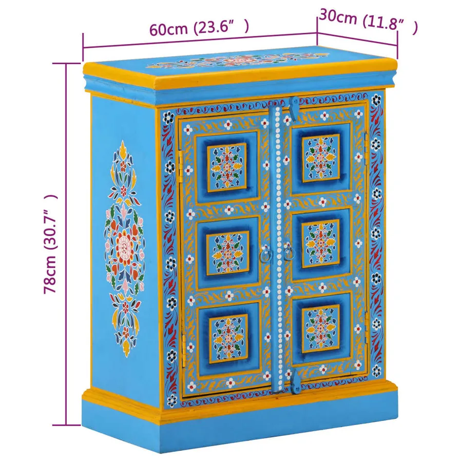 Buffet Bois massif de manguier Peinture manuelle turquoise - 10