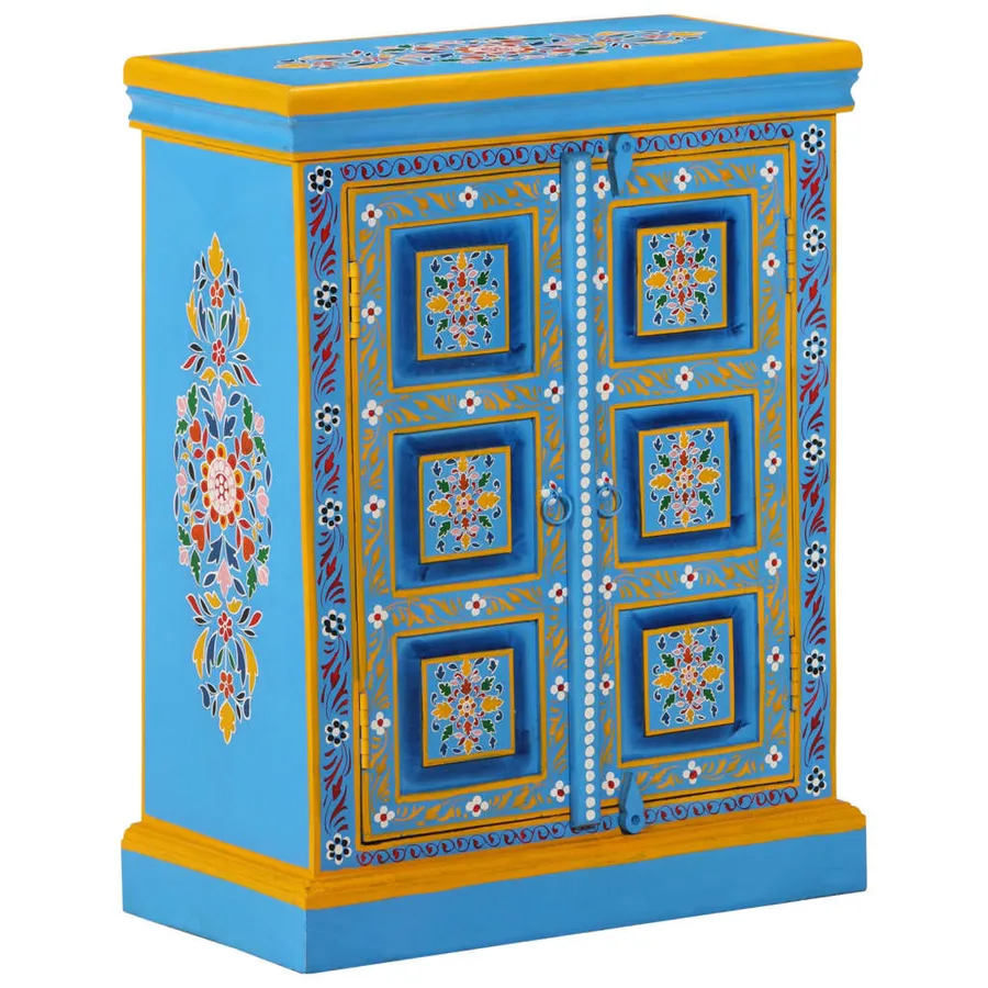 Buffet Bois massif de manguier Peinture manuelle turquoise - 11