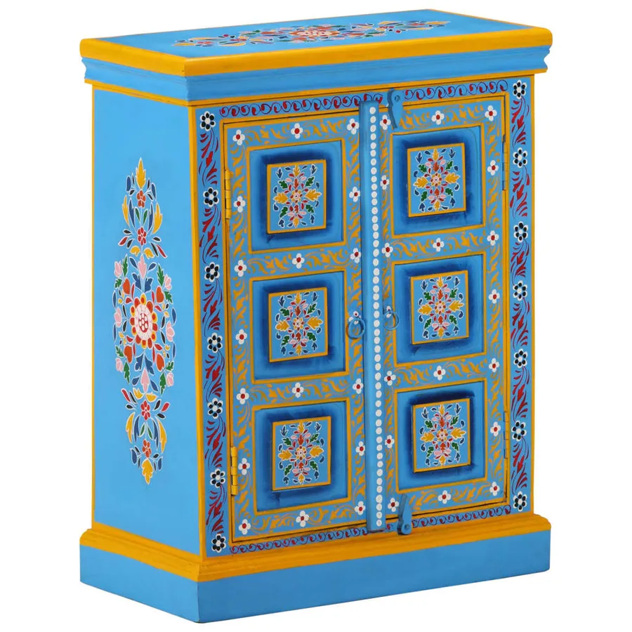 Buffet Bois massif de manguier Peinture manuelle turquoise - 12