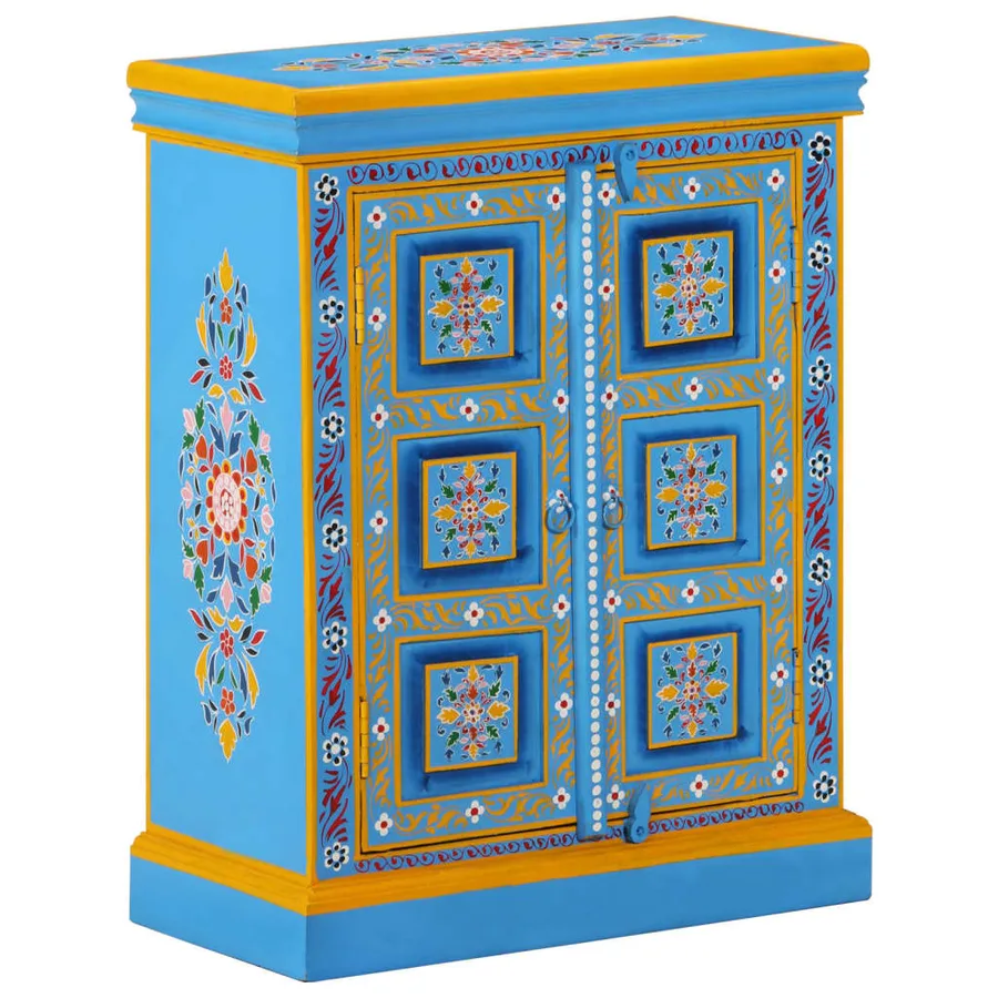 Buffet Bois massif de manguier Peinture manuelle turquoise - 13