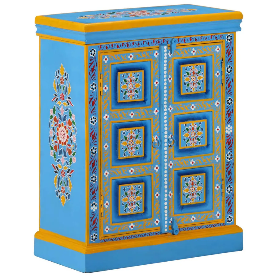 Buffet Bois massif de manguier Peinture manuelle turquoise - 14