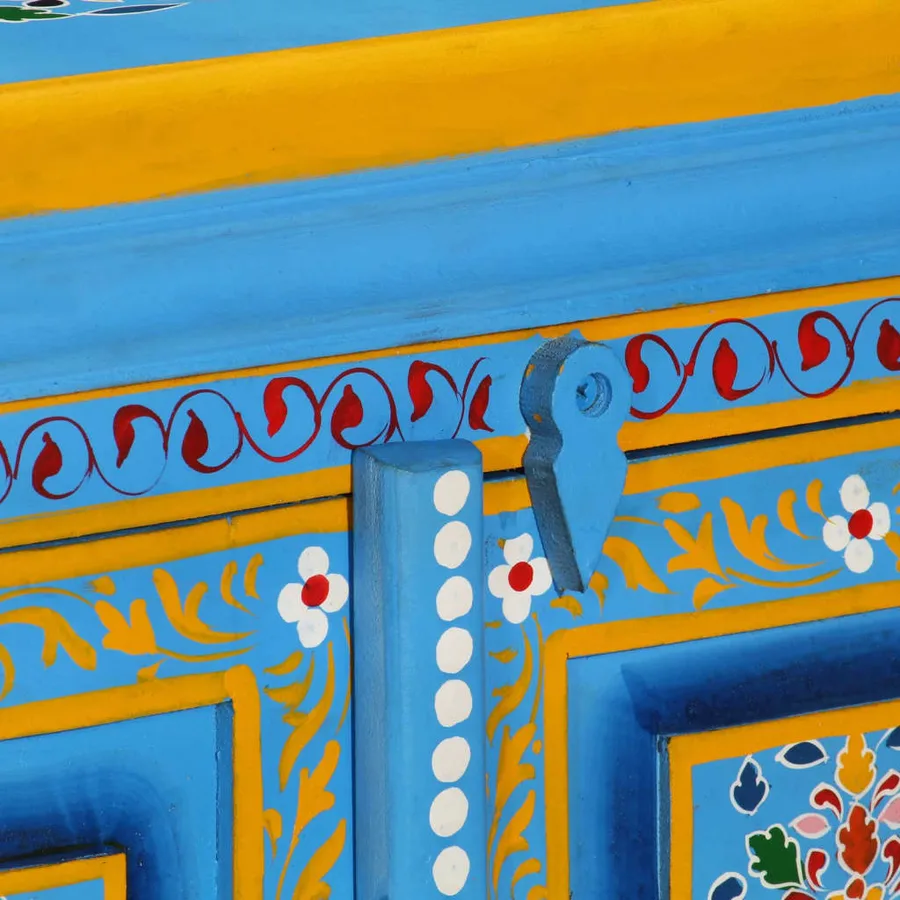 Buffet Bois massif de manguier Peinture manuelle turquoise - 8