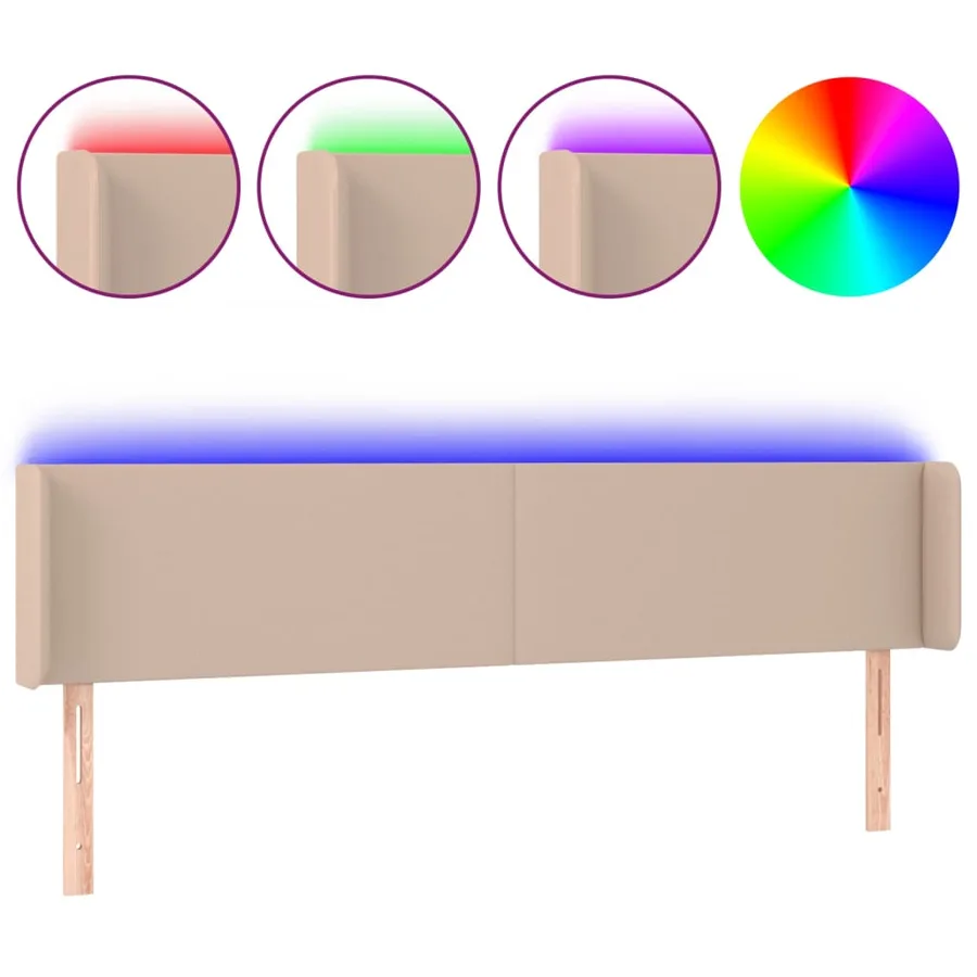 Tête de lit à LED Cappuccino 183x16x78/88 cm Similicuir - 2