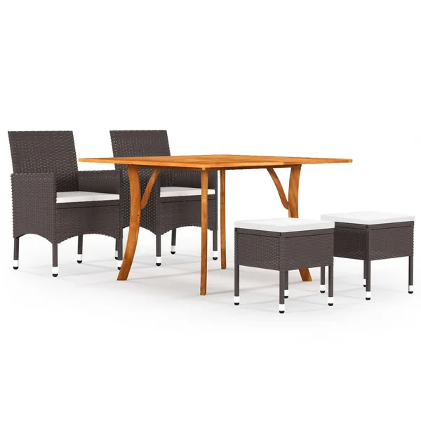 Ensemble à manger de jardin 5 pcs Marron