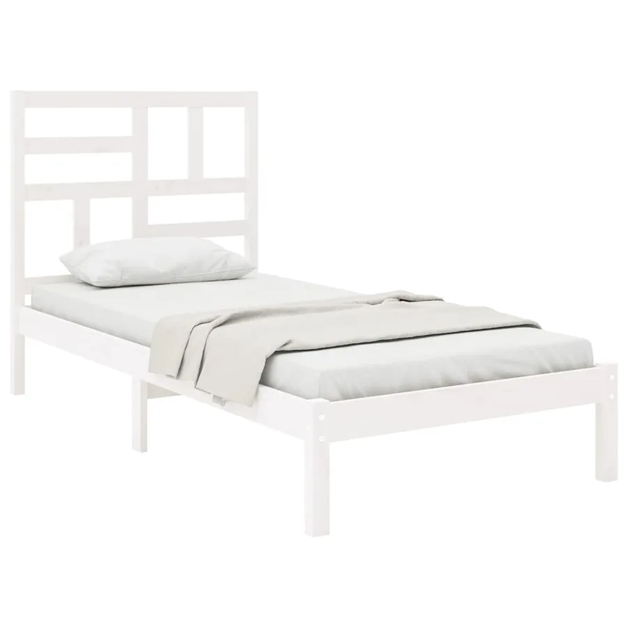 Cadre de lit sans matelas blanc bois massif 75x190 cm - 3