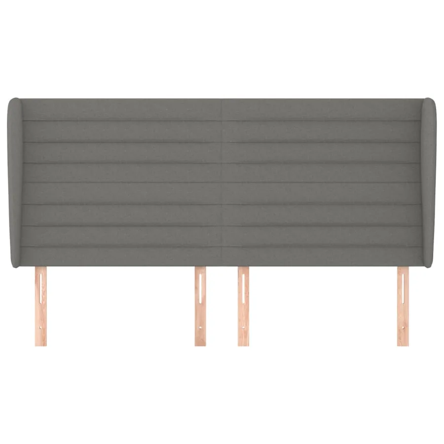 Tête de lit avec oreilles Gris foncé 163x23x118/128 cm Tissu - 3