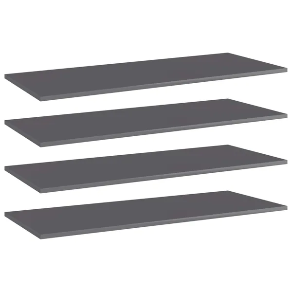 Panneaux bibliothèque 4pcs Gris brillant 100x40x1,5cm Aggloméré