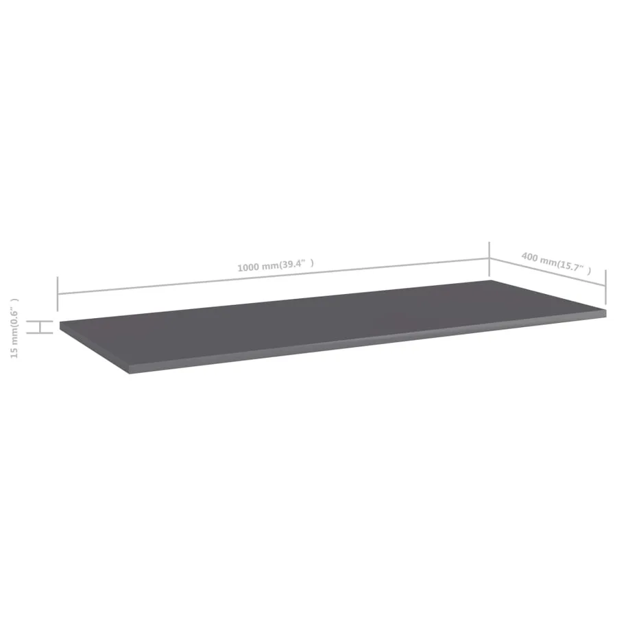 Panneaux bibliothèque 4pcs Gris brillant 100x40x1,5cm Aggloméré - 5