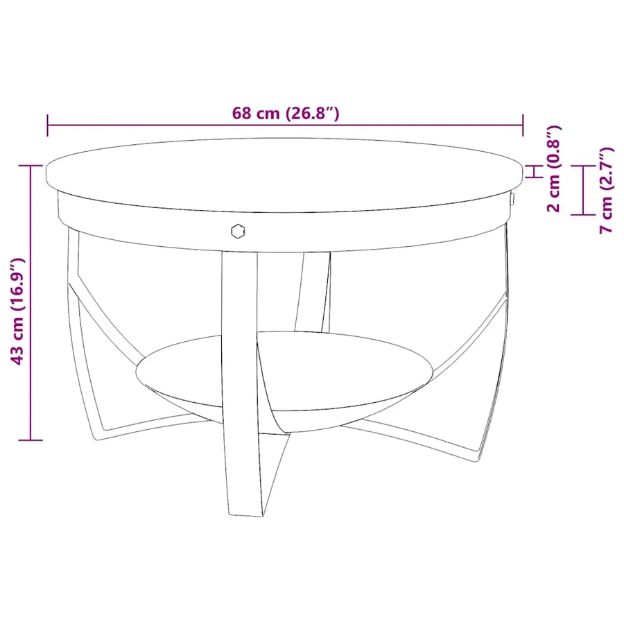 Table basse Ø68x43 cm Bois d'acacia solide - 13