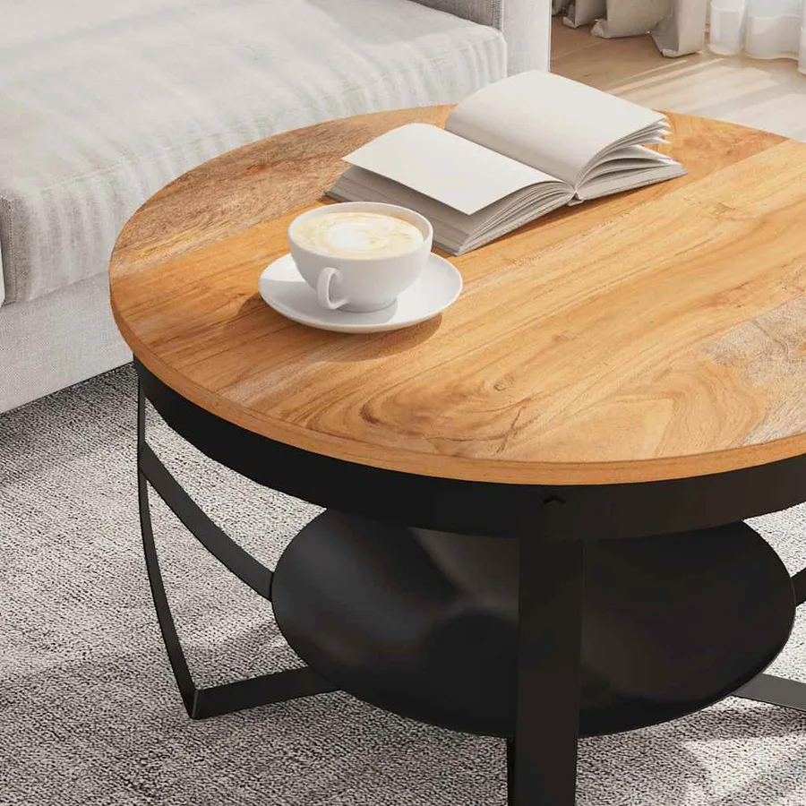 Table basse Ø68x43 cm Bois d'acacia solide - 4