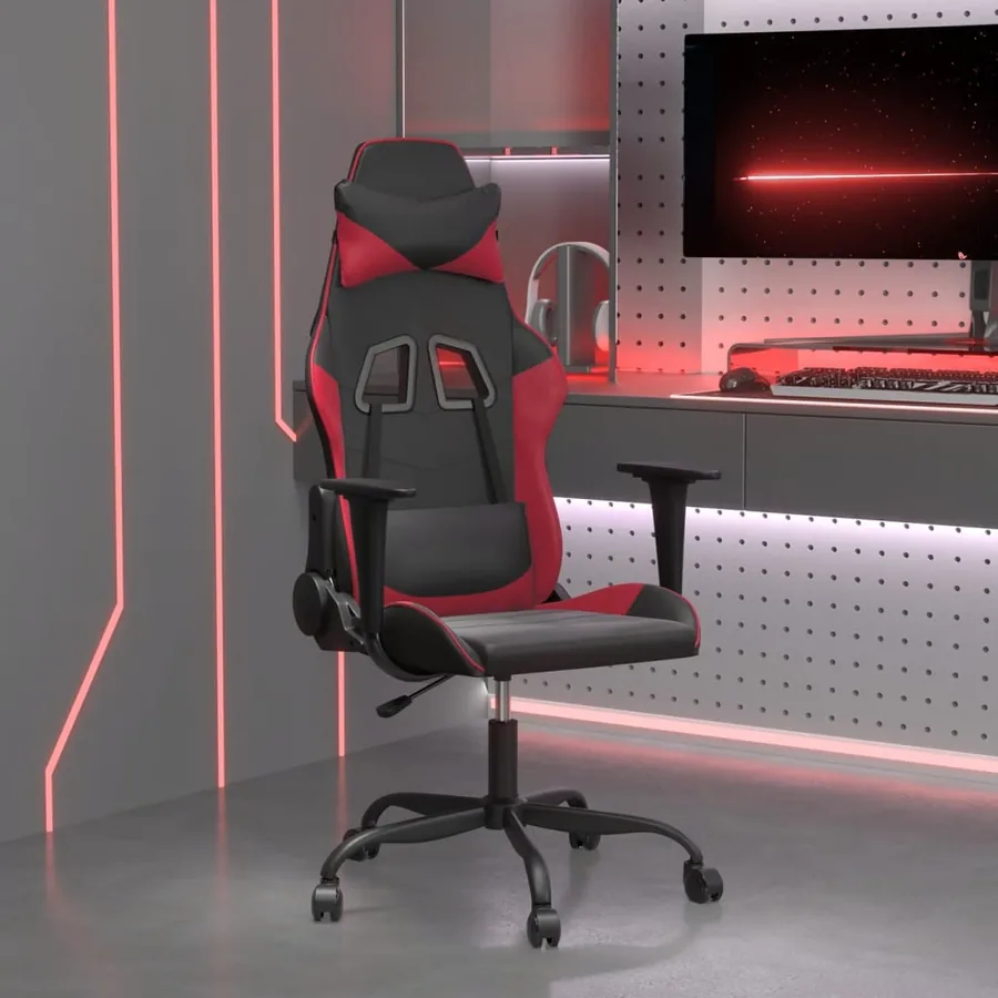 Chaise de jeu de massage Noir et rouge bordeaux Similicuir