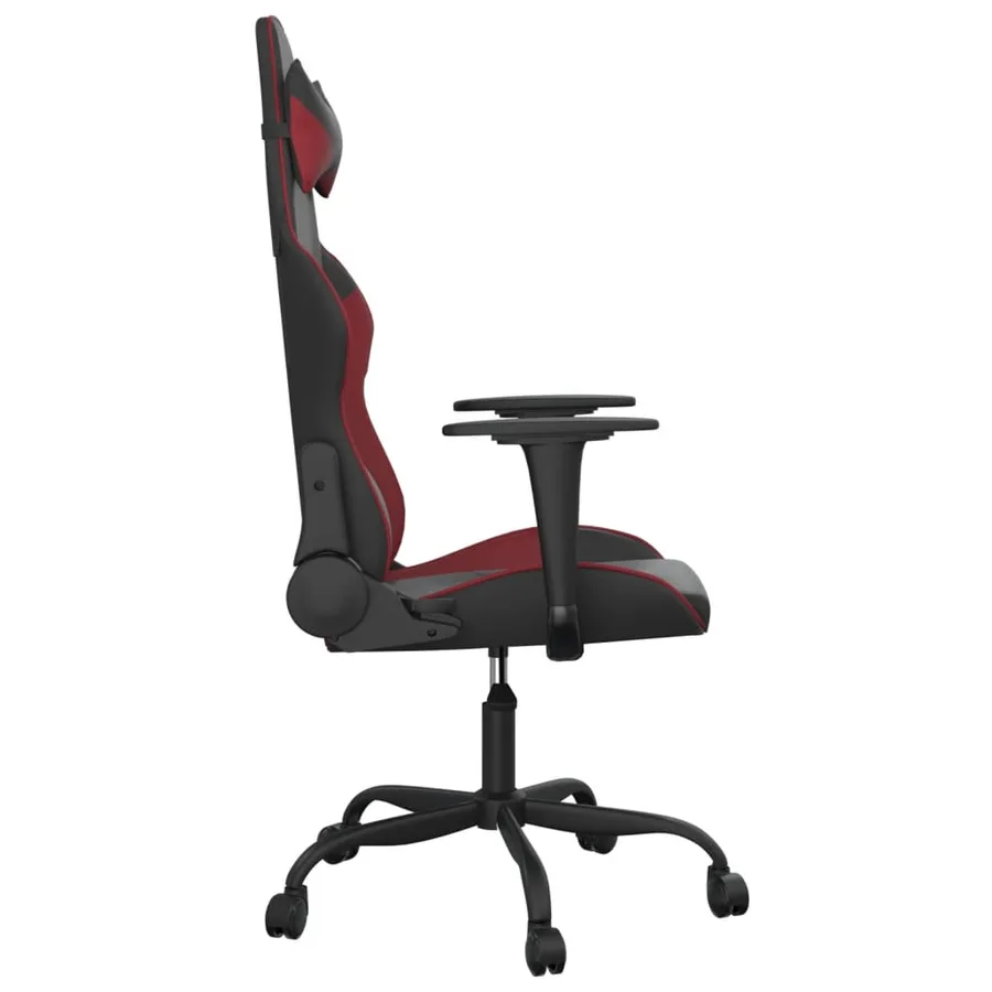 Chaise de jeu de massage Noir et rouge bordeaux Similicuir - 4