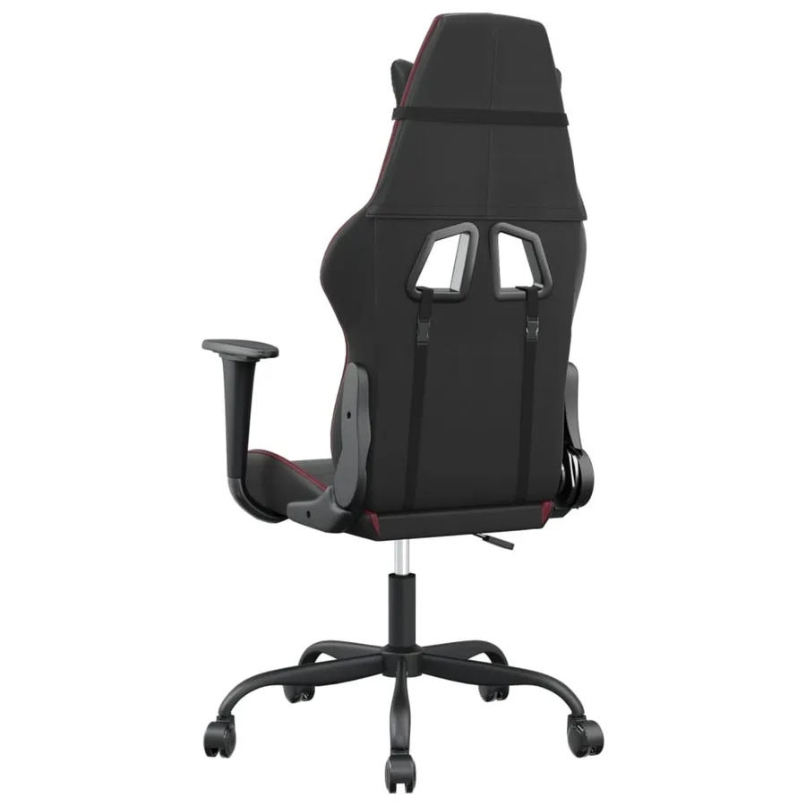 Chaise de jeu de massage Noir et rouge bordeaux Similicuir - 5