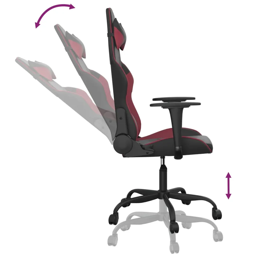 Chaise de jeu de massage Noir et rouge bordeaux Similicuir - 6