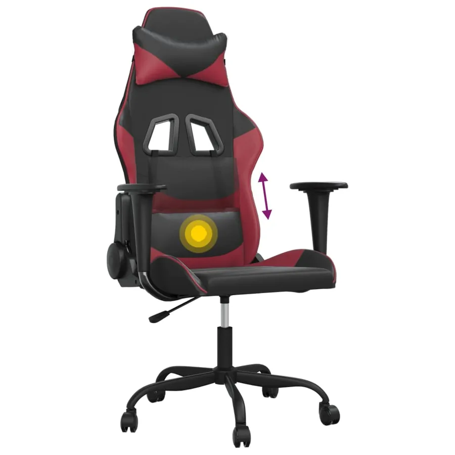 Chaise de jeu de massage Noir et rouge bordeaux Similicuir - 7