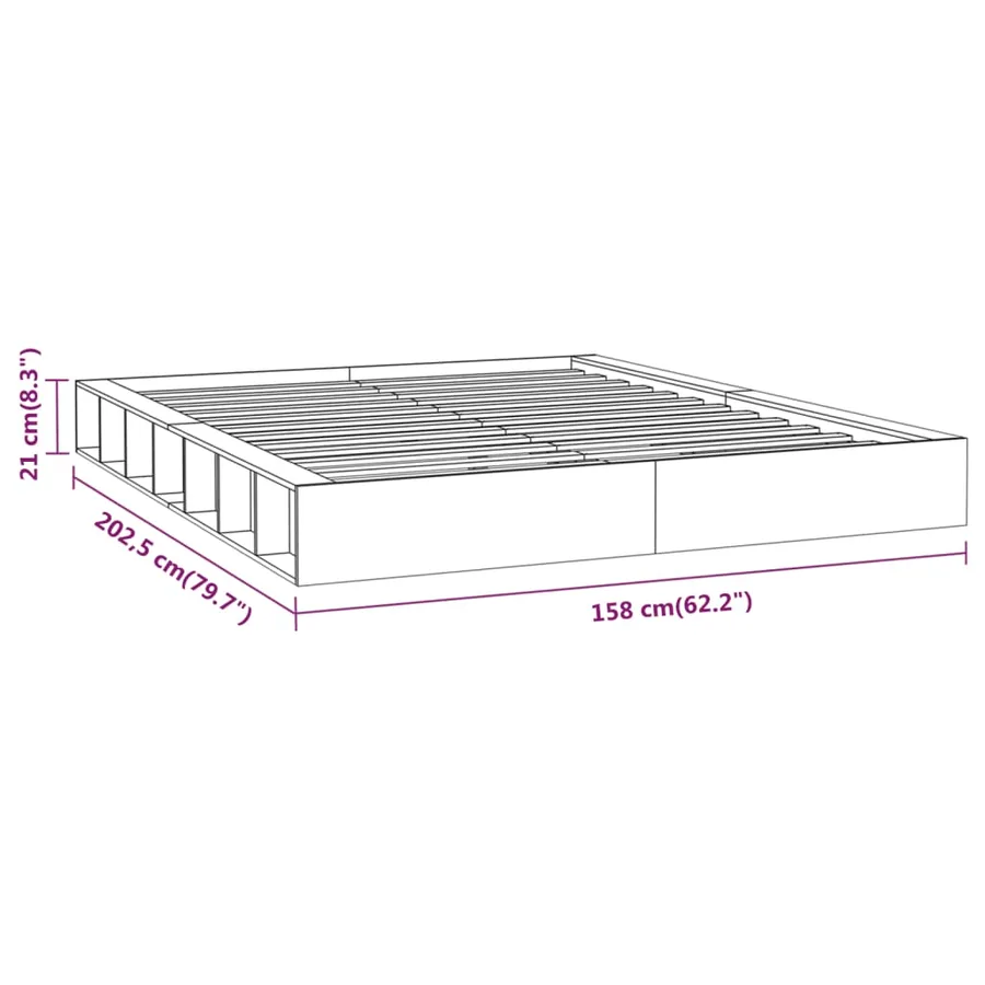Cadre de lit sans matelas 140x200 cm bois massif - 8