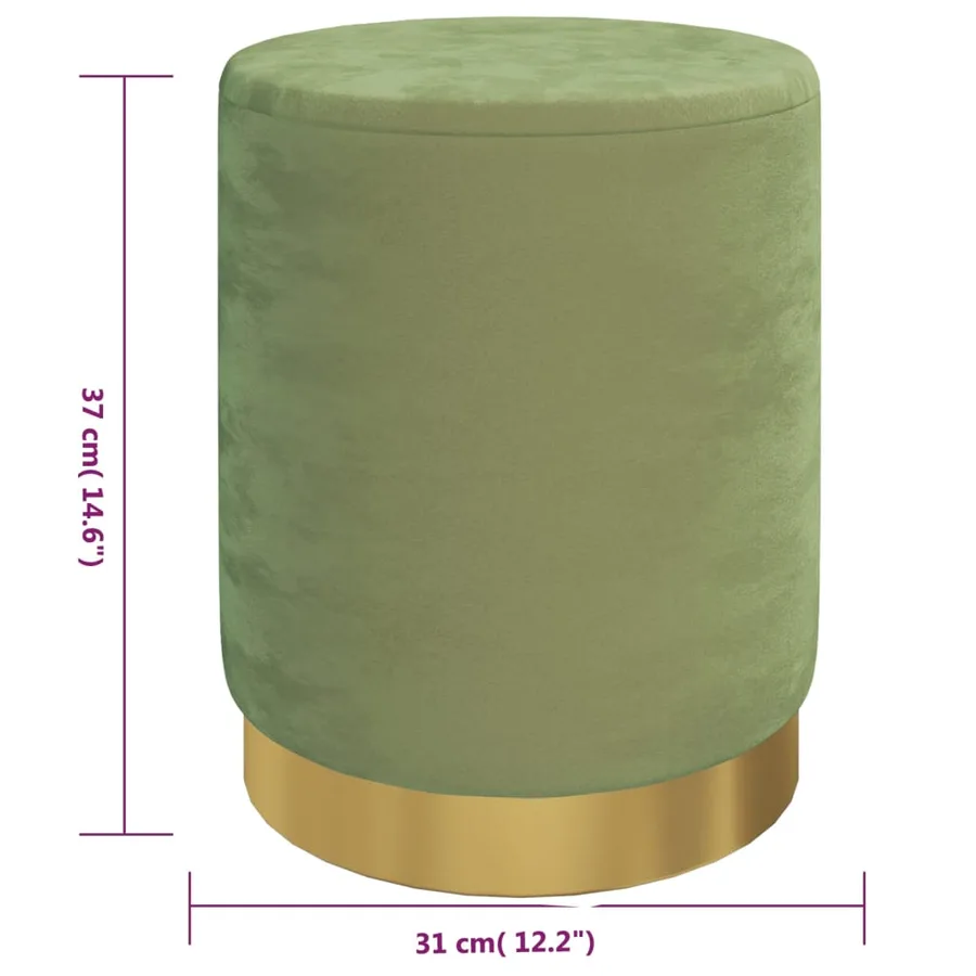 Tabouret de rangement rond Vert moutarde Velours 31 x 37 cm - 6