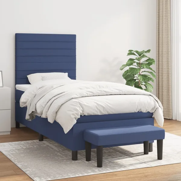 Sommier à lattes de lit avec matelas Bleu 80x200 cm Tissu