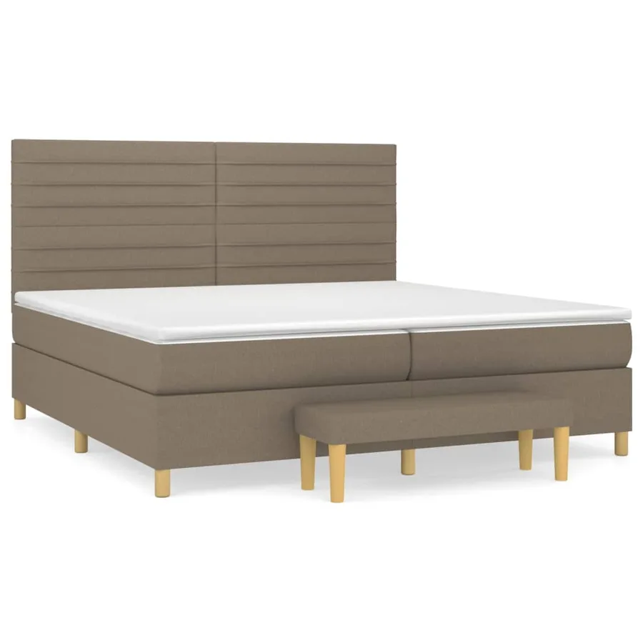 Sommier à lattes de lit avec matelas Taupe 200x200 cm Tissu - 2