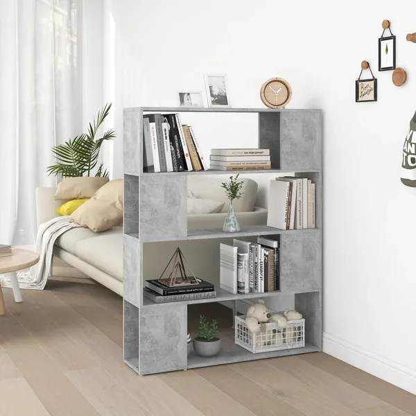 Bibliothèque/Séparateur de pièce Gris béton 100x24x124 cm