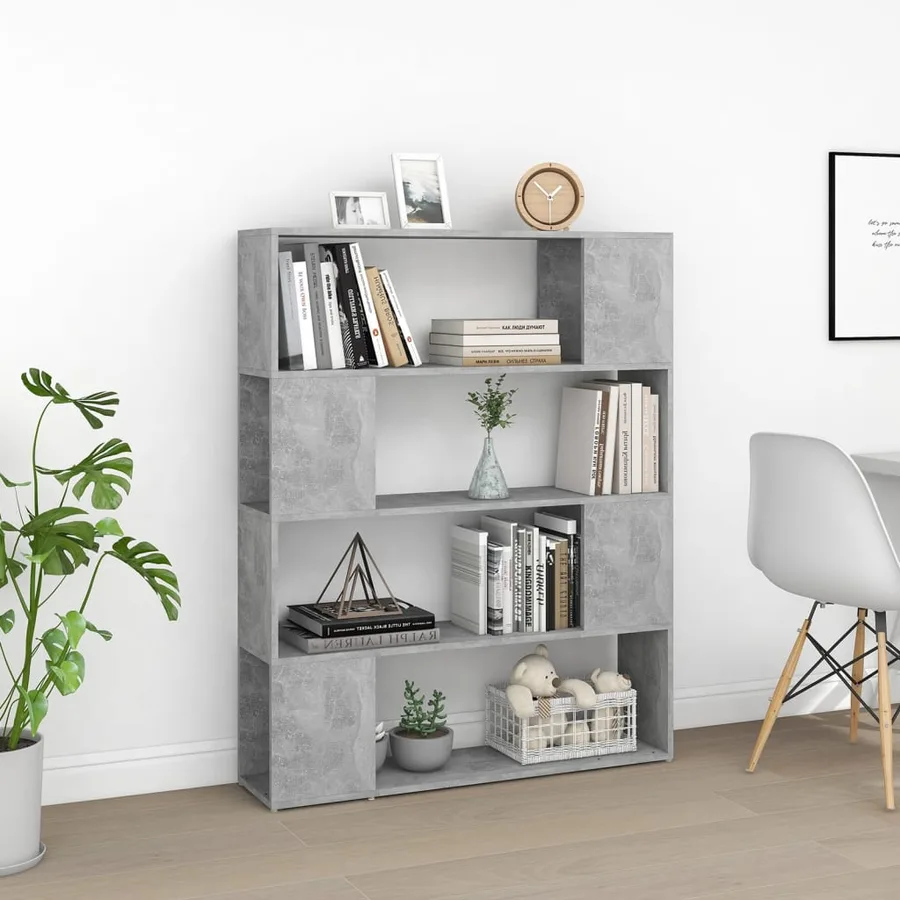 Bibliothèque/Séparateur de pièce Gris béton 100x24x124 cm - 3