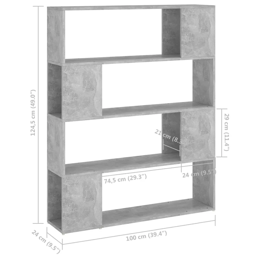Bibliothèque/Séparateur de pièce Gris béton 100x24x124 cm - 7
