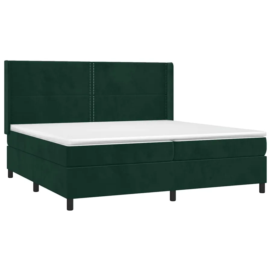 Sommier à lattes de lit matelas et LED Vert foncé 200x200 cm - 4