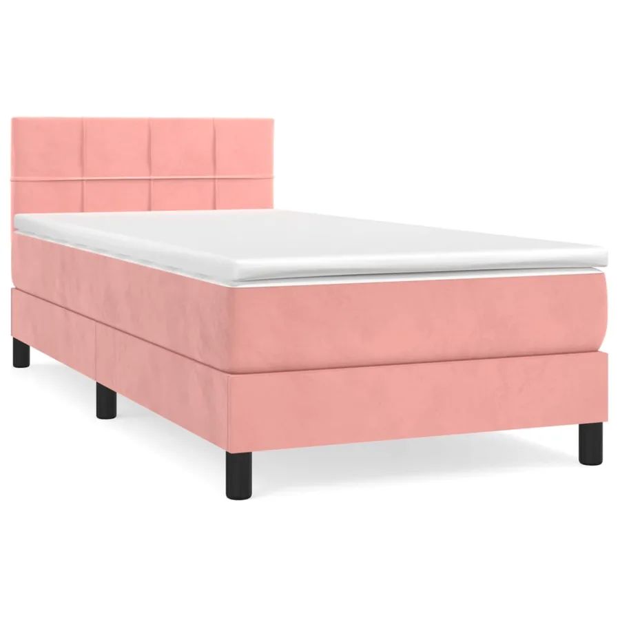 Sommier à lattes de lit avec matelas Rose 90x200 cm Velours - 2