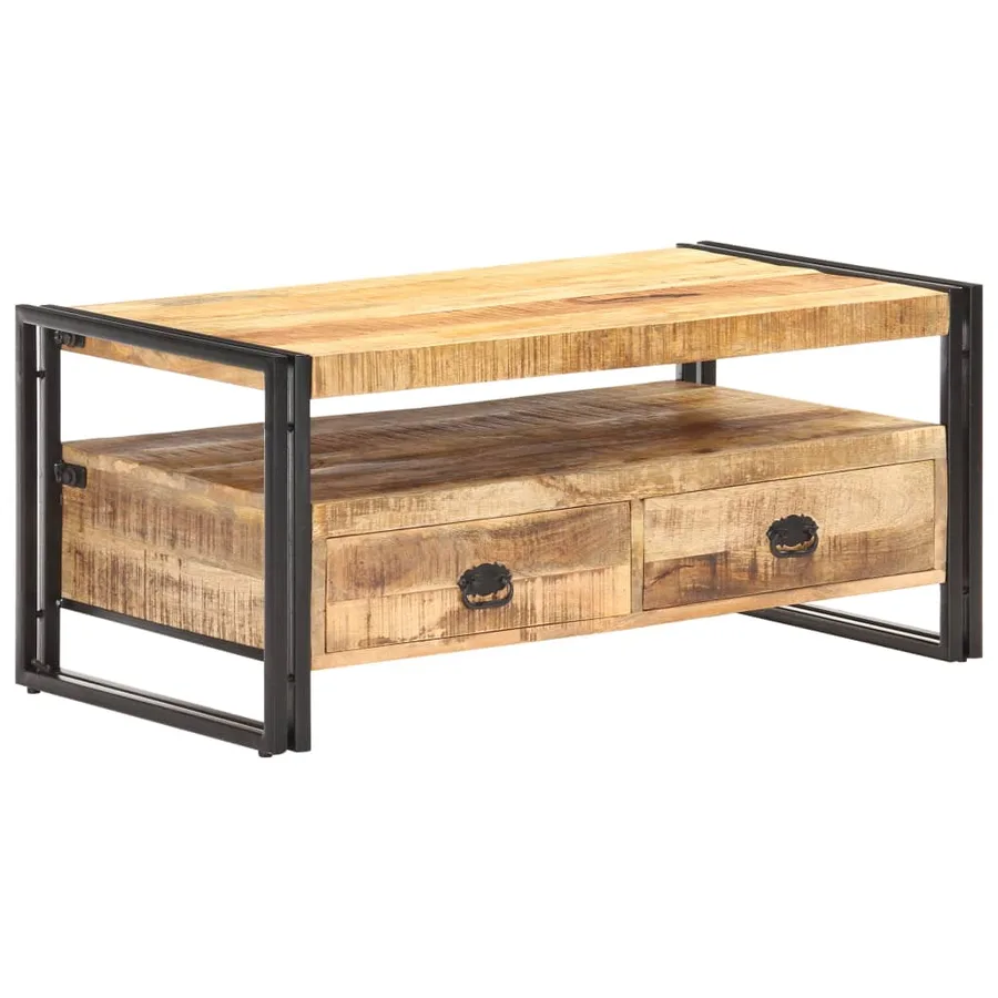 Table basse 100x55x45 cm Bois de manguier brut - 10