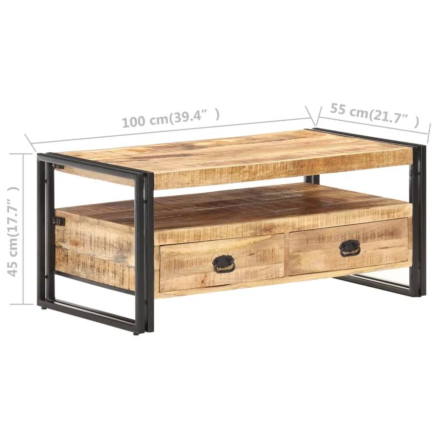 Table basse 100x55x45 cm Bois de manguier brut - 6